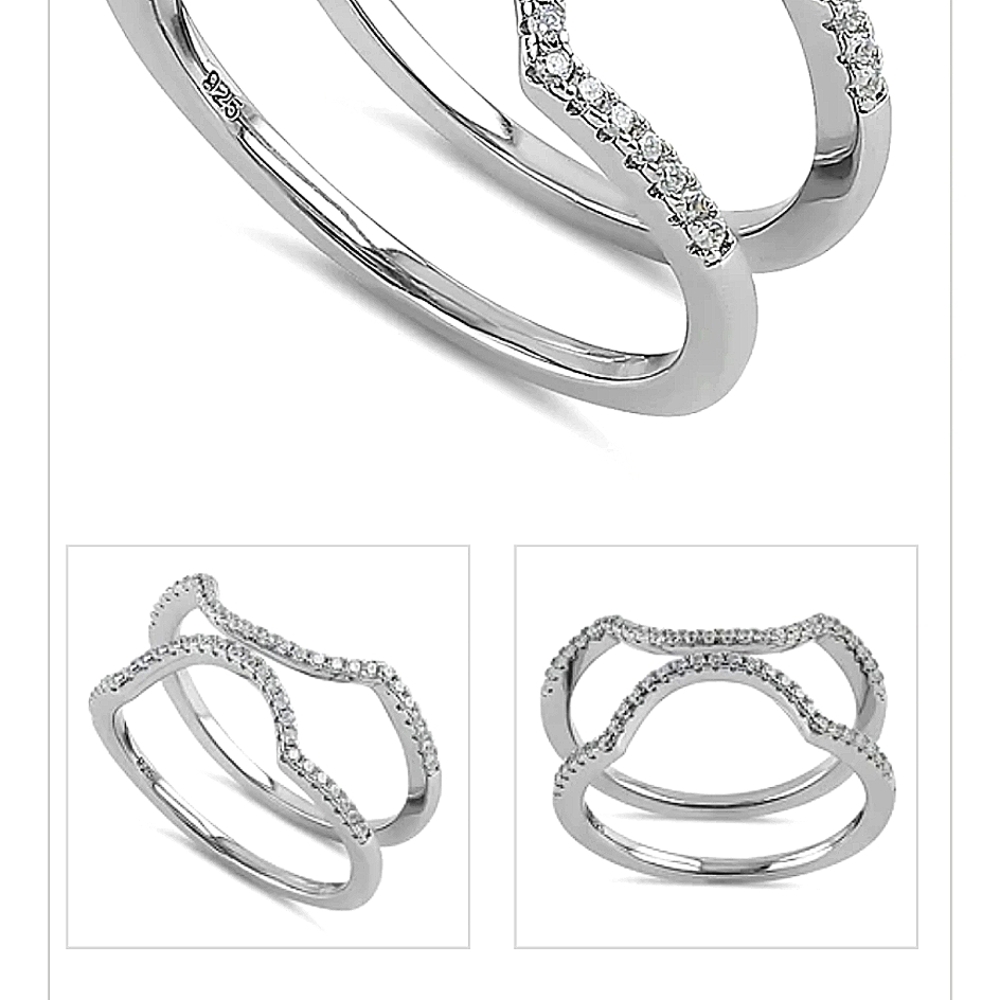 925 sterling silver stackable double rings